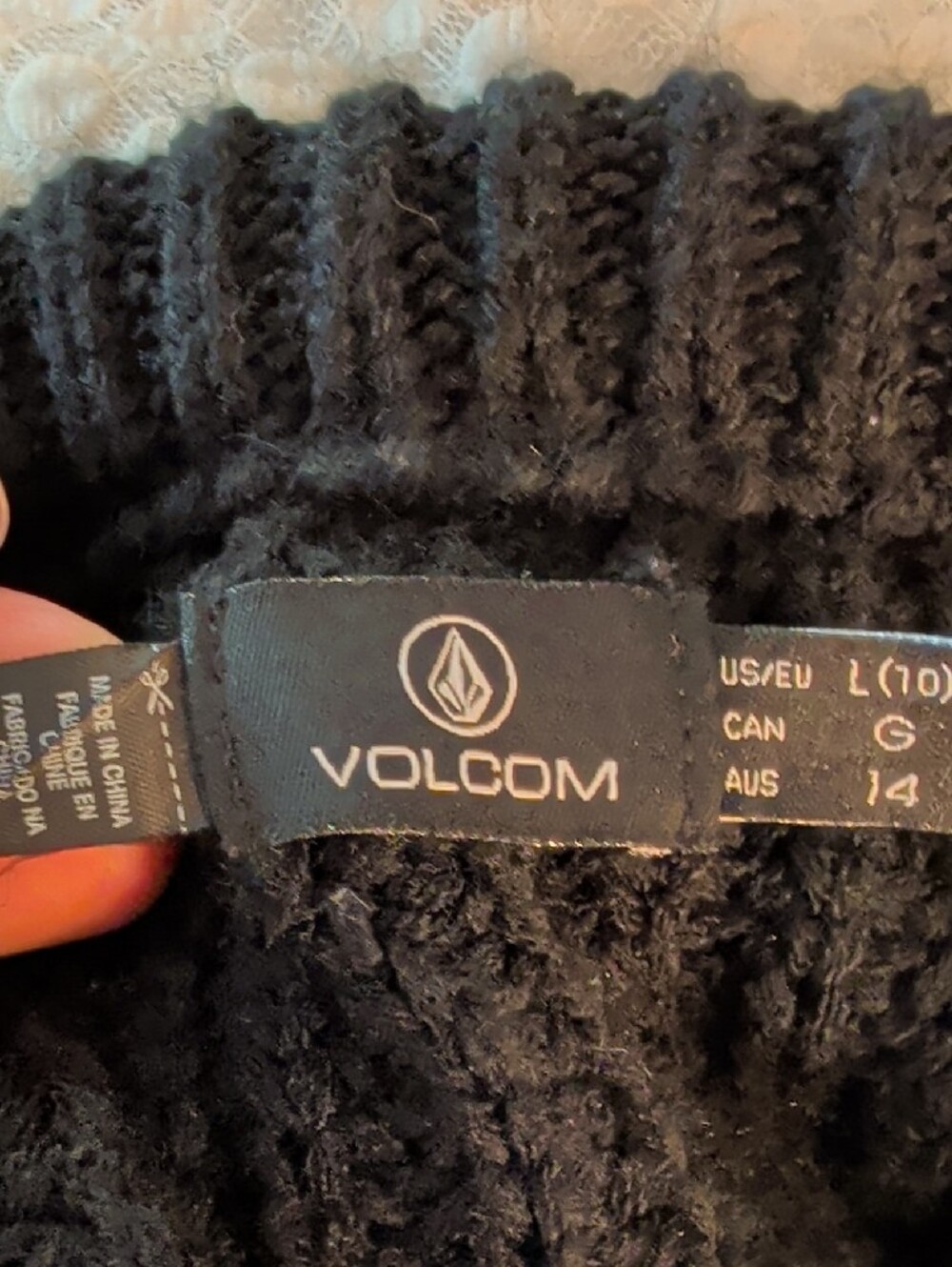 Volcom Black Large Sweater with Yellow, Red, Pink and Gray Stripes - Picture 6 of 6